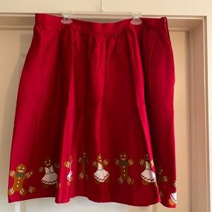 ModCloth Holiday Red Christmas Skirt Gingerbread
